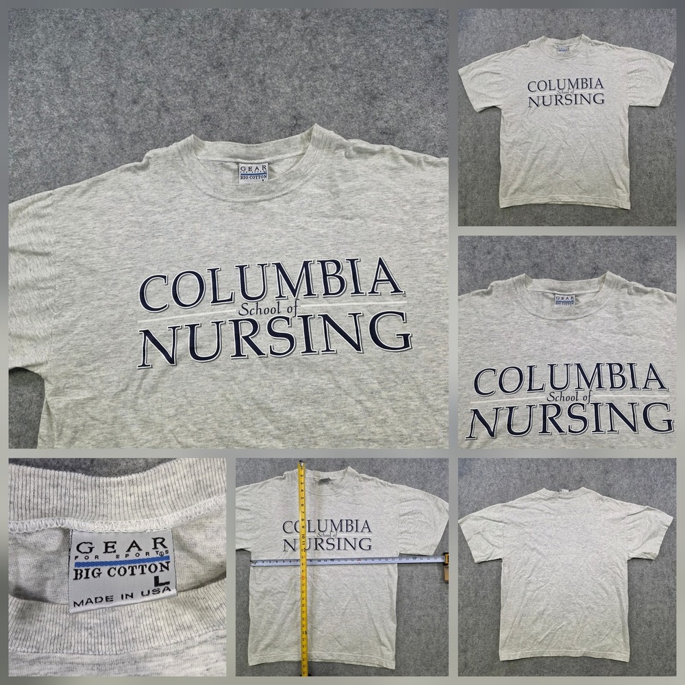 VTG‎ Columbia School Of Nursing T Shirt Mens Large Gray Gear For Sports College